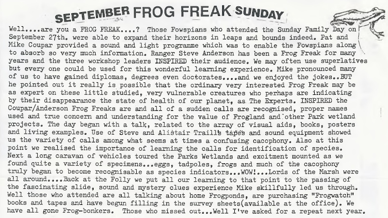 October 1992 - Frog Freak Sunday